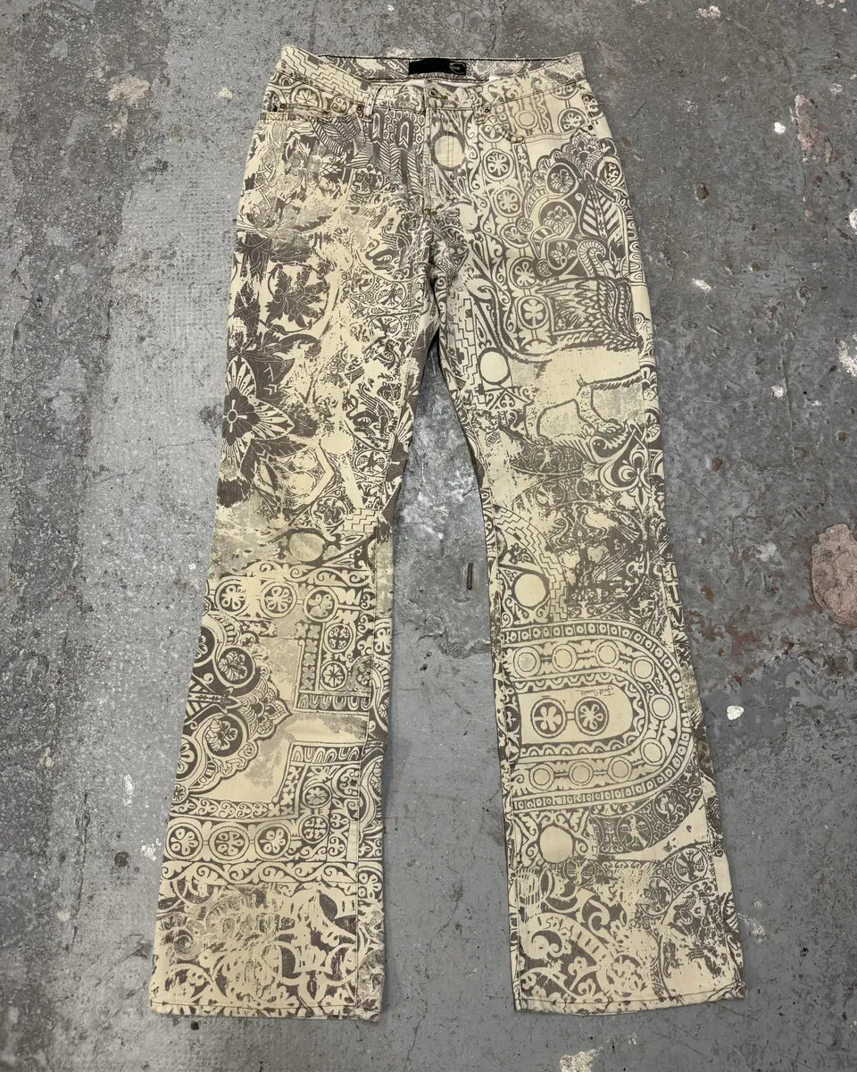 AW2005 Cavalli Arabic Inspired Patterns Calm Beige Pants (S/M) 1