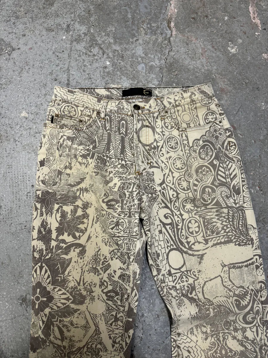 AW2005 Cavalli Arabic Inspired Patterns Calm Beige Pants (S/M) 5