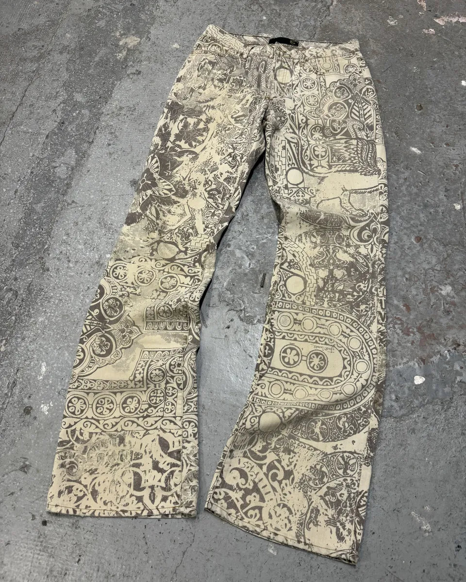 AW2005 Cavalli Arabic Inspired Patterns Calm Beige Pants (S/M) 6