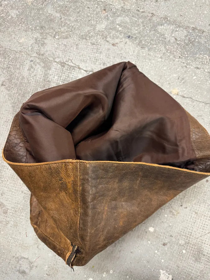 AW2005 Cavalli Asymmetrical Raw Brown Leather Skirt (L) 6