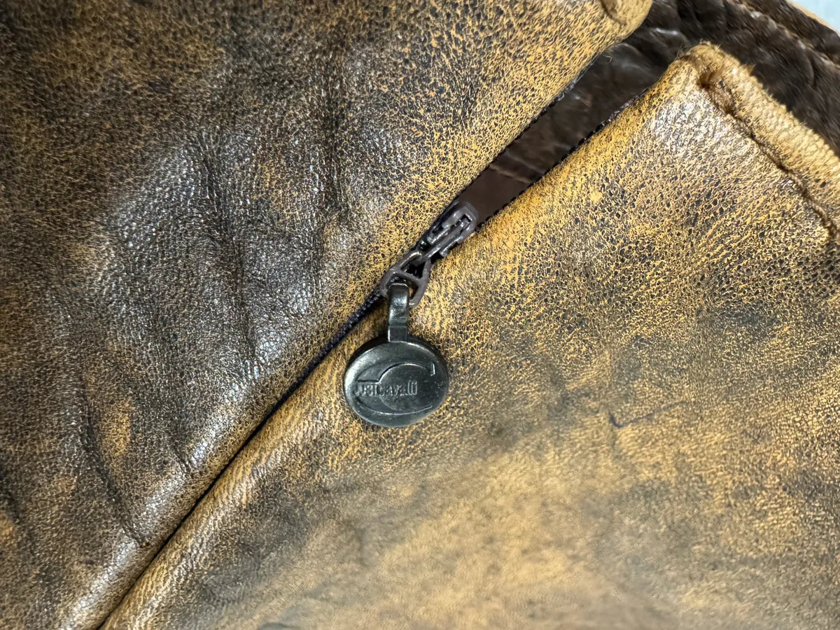 AW2005 Cavalli Asymmetrical Raw Brown Leather Skirt (L) 8