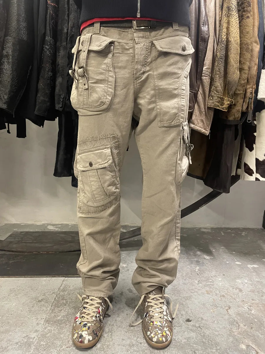 AW2005 Cavalli Beige Cargo Gun Linen Pants (L) xrSuAQQ 0