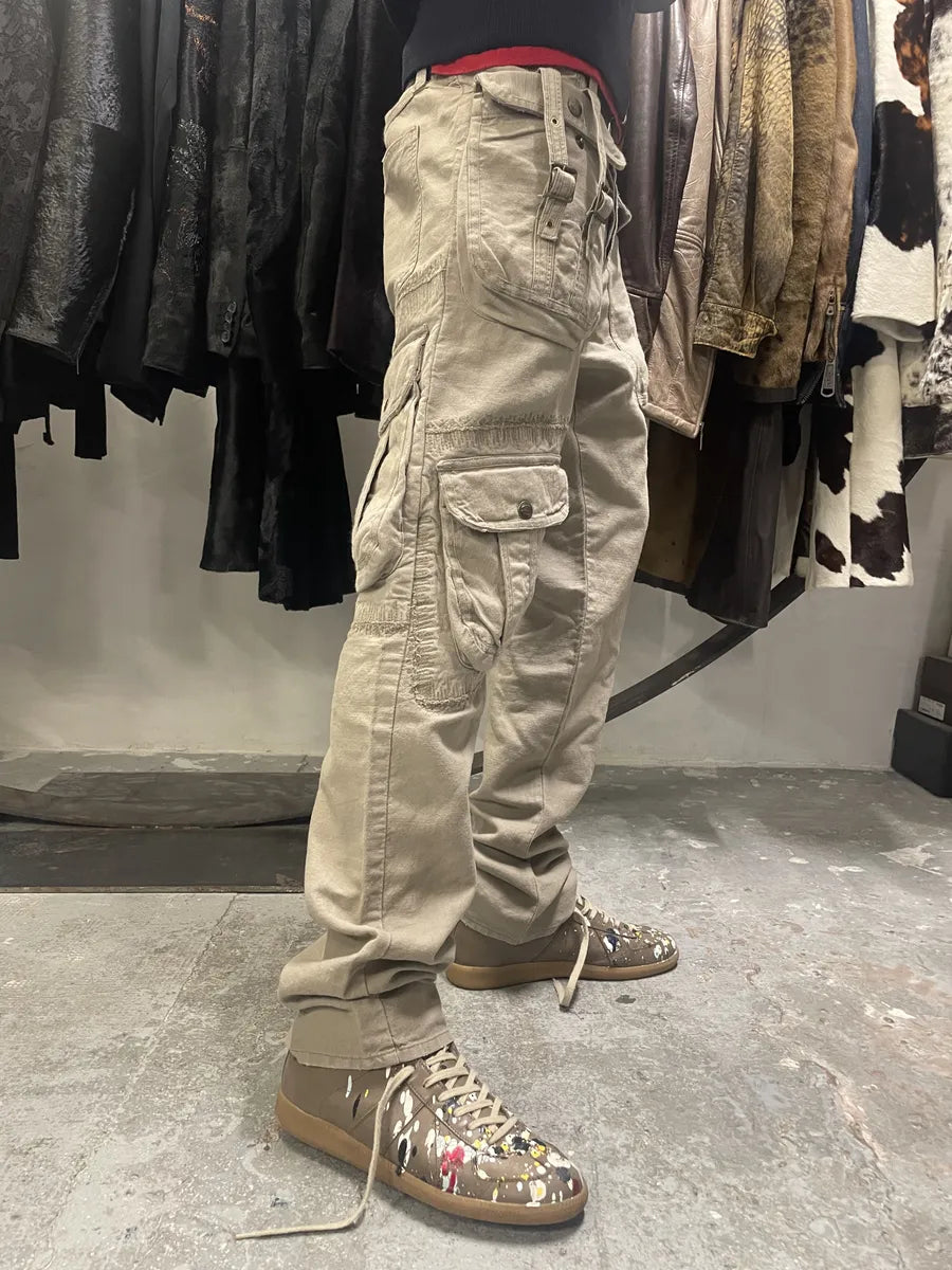 AW2005 Cavalli Beige Cargo Gun Linen Pants (L) xrSuAQQ 2