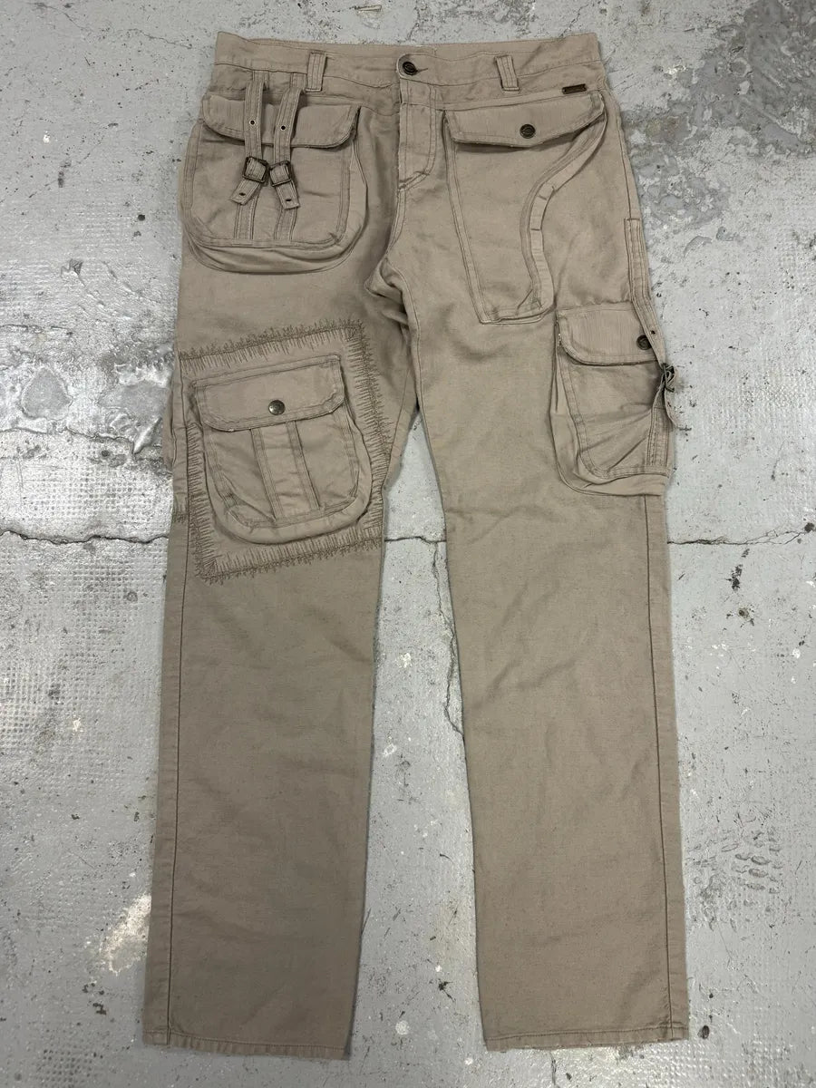 AW2005 Cavalli Beige Cargo Gun Linen Pants (L) xrSuAQQ 3