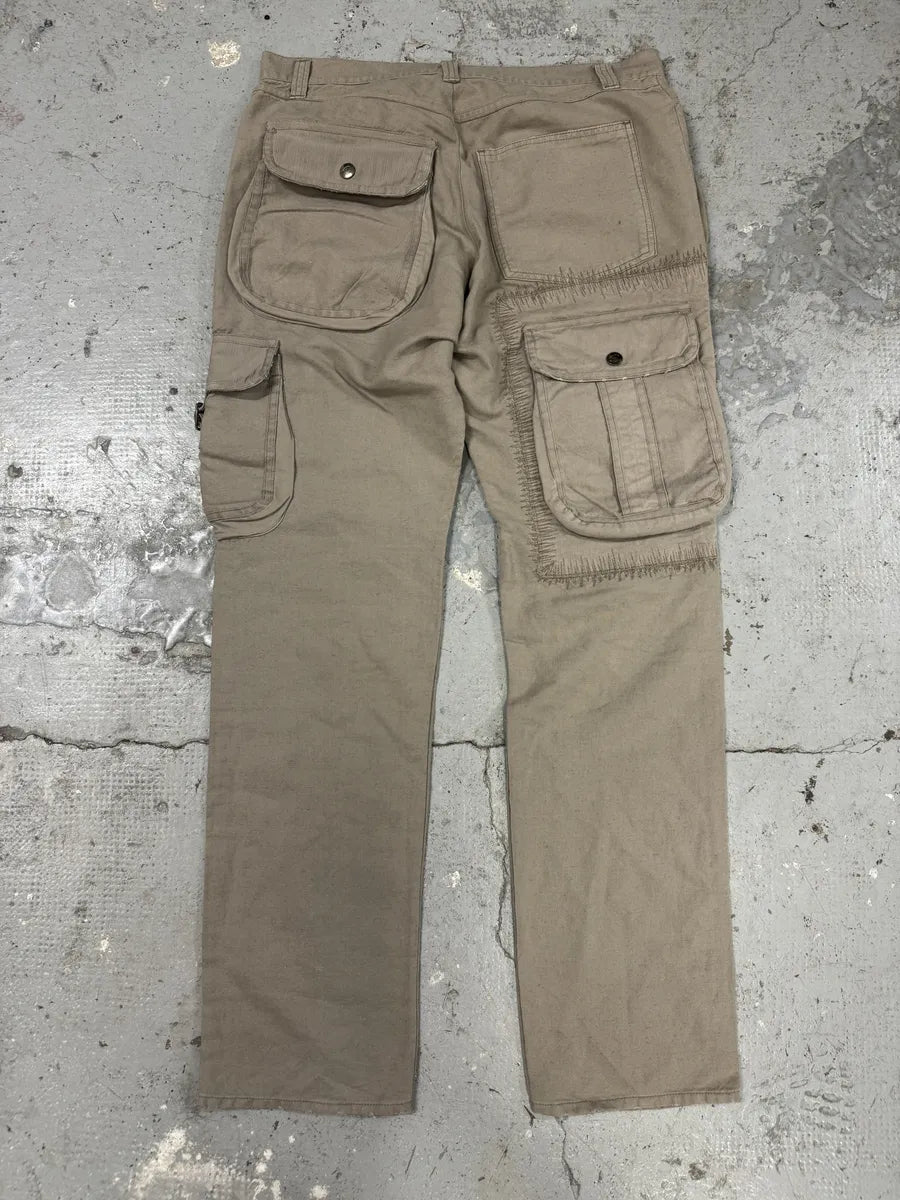 AW2005 Cavalli Beige Cargo Gun Linen Pants (L) xrSuAQQ 4