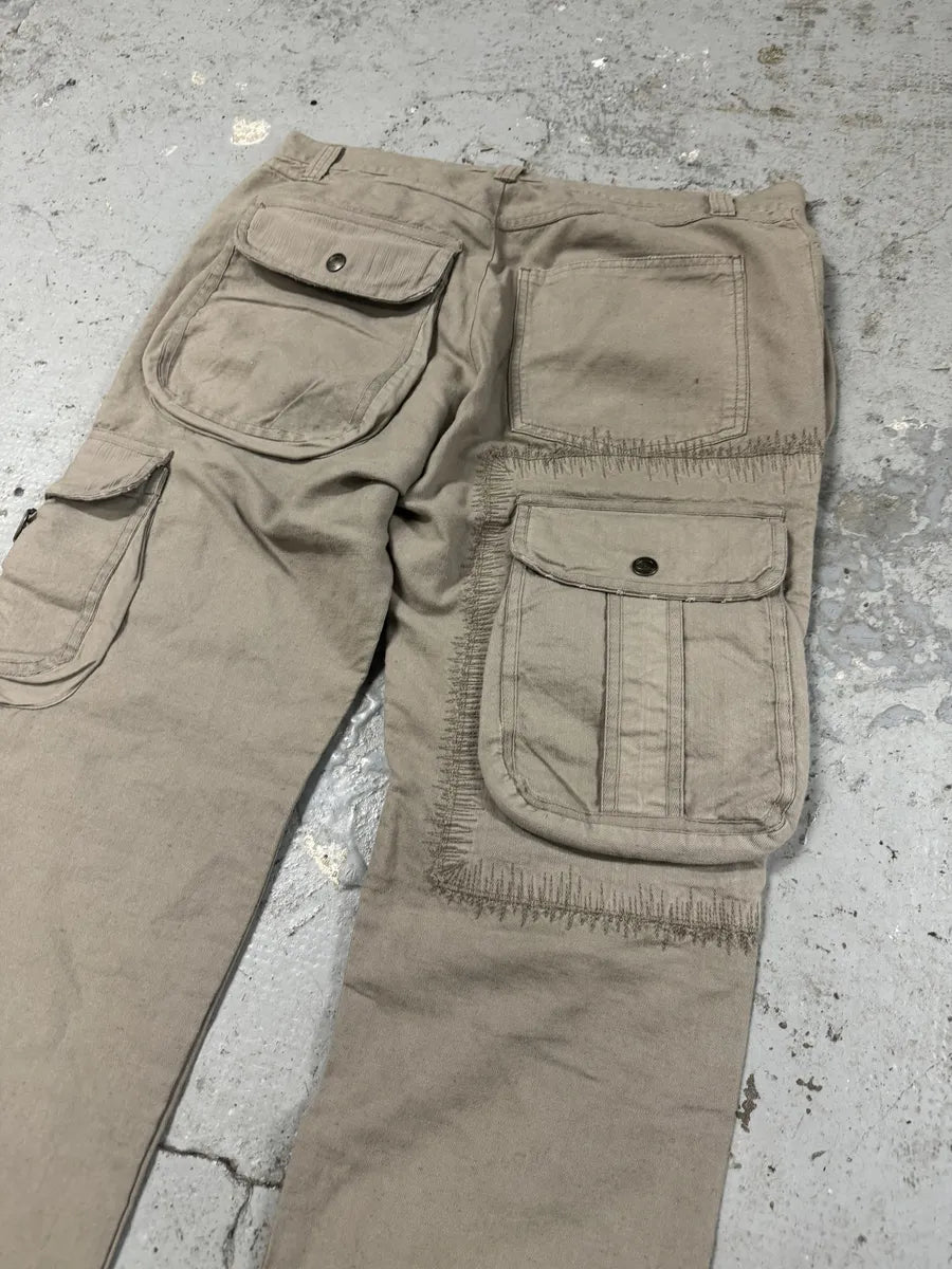 AW2005 Cavalli Beige Cargo Gun Linen Pants (L) xrSuAQQ 5