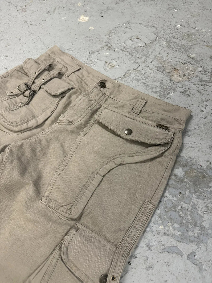 AW2005 Cavalli Beige Cargo Gun Linen Pants (L) xrSuAQQ 6