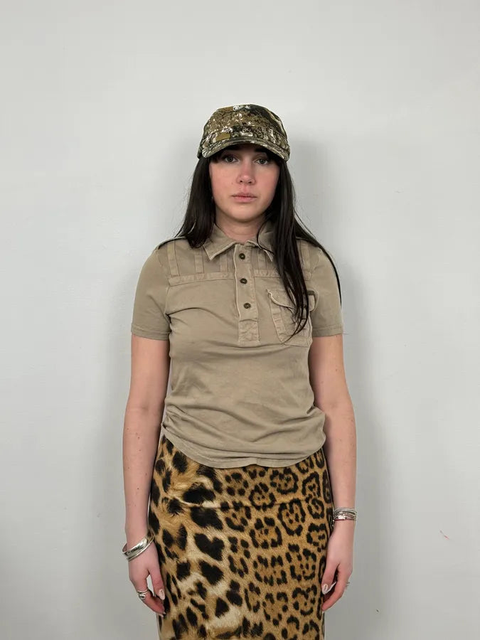 AW2005 Cavalli Beige Cargo Polo Shirt lxdbZKr 1