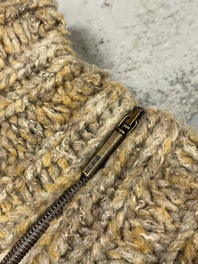 AW2005 Cavalli Beige Wool Zip-up Sweater YggNhjt 5