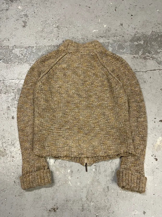 AW2005 Cavalli Beige Wool Zip-up Sweater YggNhjt 6