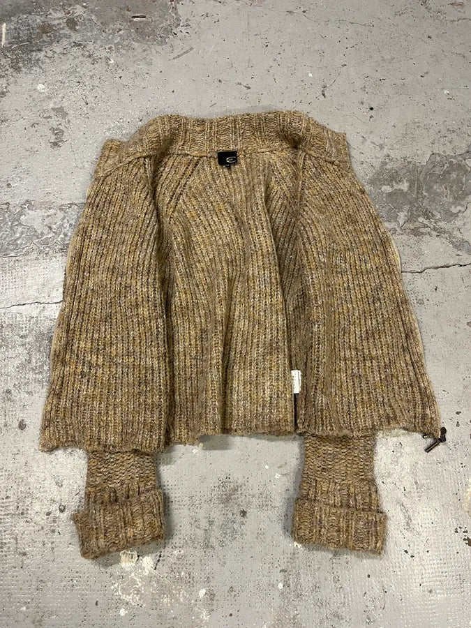 AW2005 Cavalli Beige Wool Zip-up Sweater YggNhjt 7