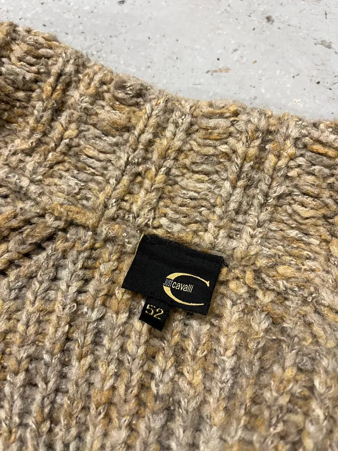 AW2005 Cavalli Beige Wool Zip-up Sweater YggNhjt 8