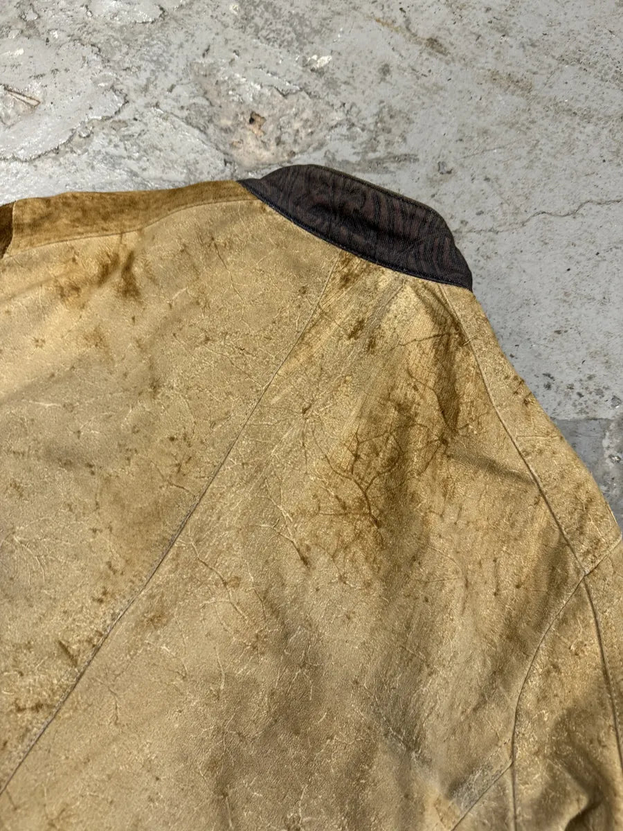 AW2005 Cavalli Biker Beige Faded Suede Leather Jacket (M) 8