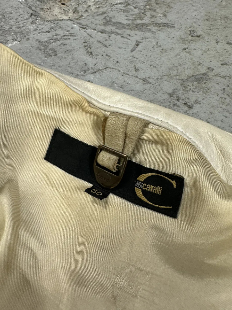 AW2005 Cavalli Biker Beige Faded Suede Leather Jacket (M) 9