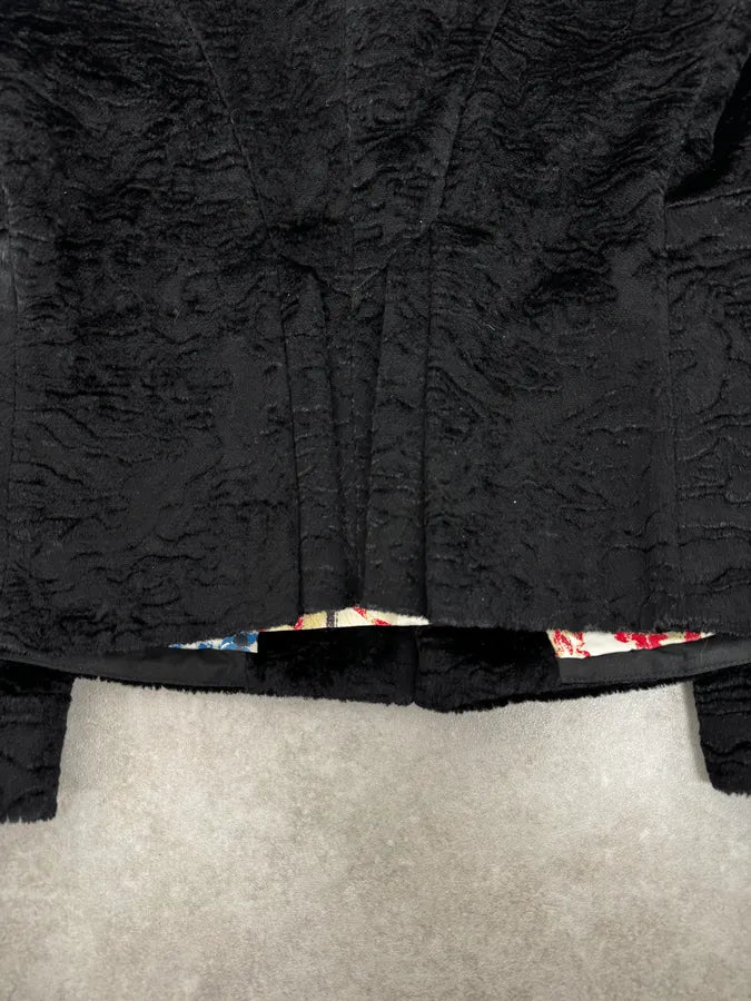 AW2005 Cavalli Black Fur Rebel Biker Buttoned Jacket mTFUYXu 9