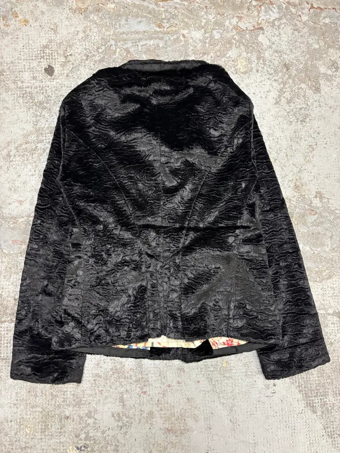 AW2005 Cavalli Black Fur Rebel Biker Buttoned Jacket WlmFDEw 3