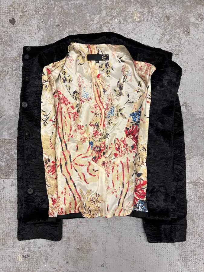 AW2005 Cavalli Black Fur Rebel Biker Buttoned Jacket WlmFDEw 5