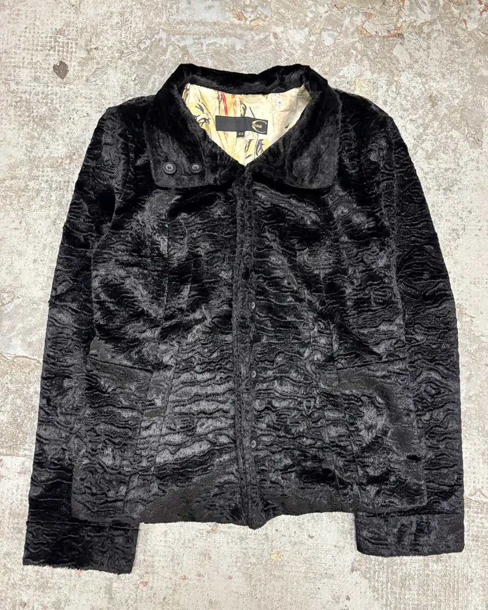 AW2005 Cavalli Black Fur Rebel Biker Buttoned Jacket WlmFDEw 0