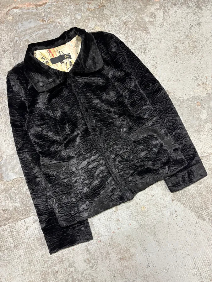 AW2005 Cavalli Black Fur Rebel Biker Buttoned Jacket WlmFDEw 1