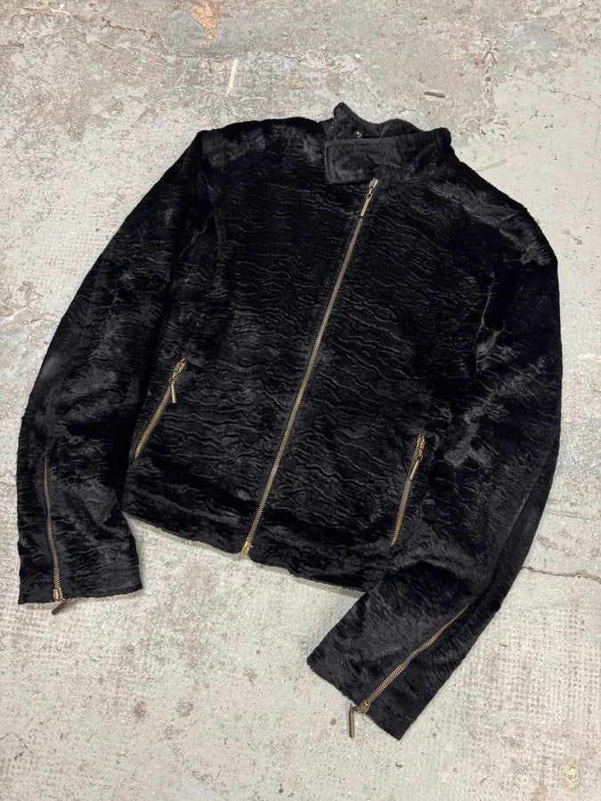 AW2005 Cavalli Black Fur Rebel Biker Jacket (M) prpbVpu 3