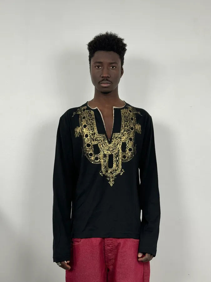 AW2005 Cavalli Black Tunisian Henley vNttGcK 1