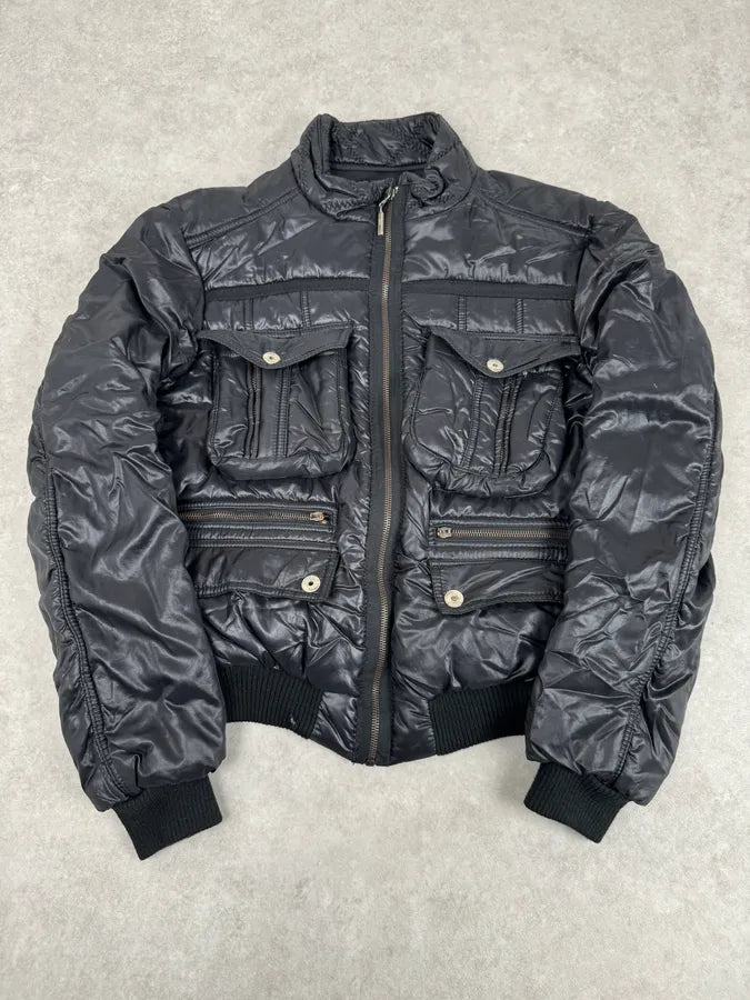 AW2005 Cavalli Black Utility Cargo British Puffer Jacket BqXtppl 3