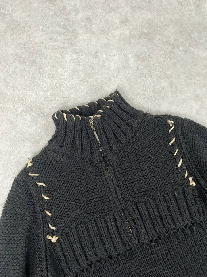 AW2005 Cavalli Black Wool Half-Zip Sweater pkGLpgD 5