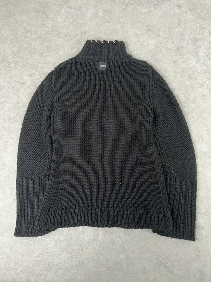 AW2005 Cavalli Black Wool Half-Zip Sweater pkGLpgD 4