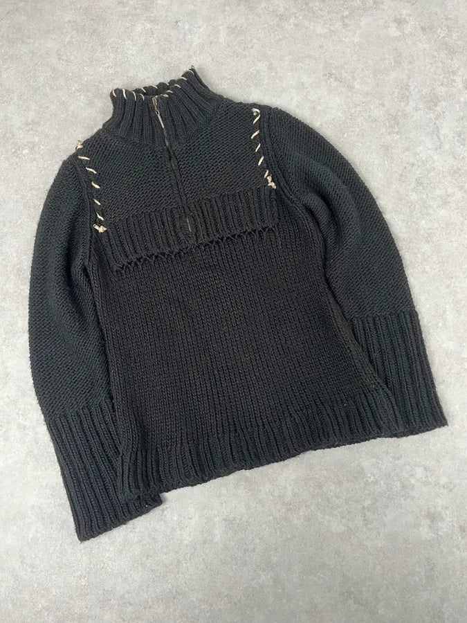 AW2005 Cavalli Black Wool Half-Zip Sweater pkGLpgD 3