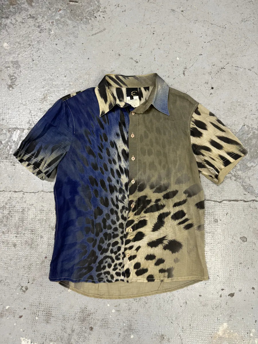 AW2005 Cavalli Blue & Beige Leopard Shirt Vpfbqeb 1