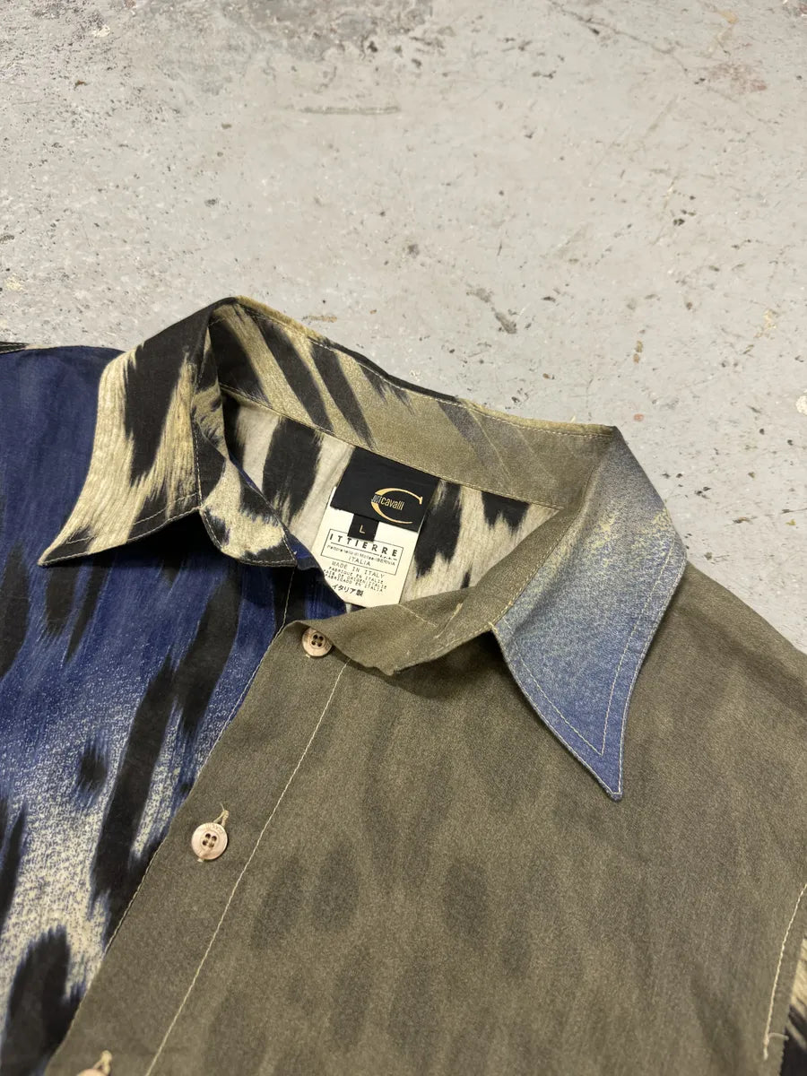 AW2005 Cavalli Blue & Beige Leopard Shirt Vpfbqeb 6