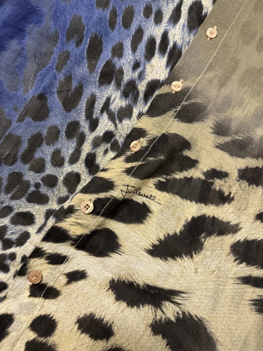 AW2005 Cavalli Blue & Beige Leopard Shirt Vpfbqeb 7