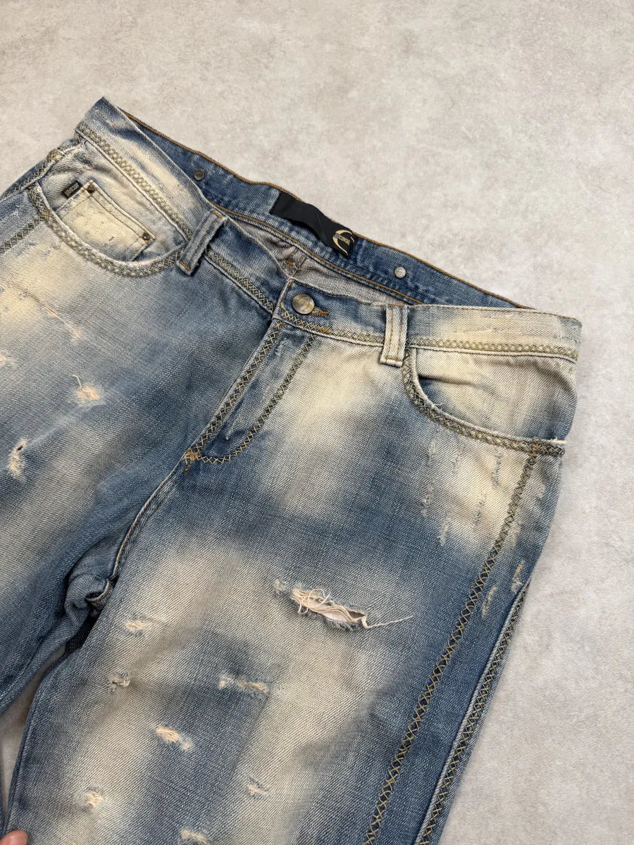 AW2005 Cavalli Blue Distressed Denim Jeans dECrUDc 10