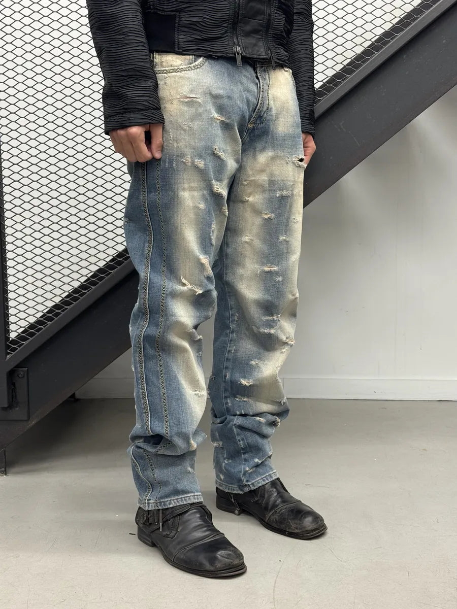 AW2005 Cavalli Blue Distressed Denim Jeans dECrUDc 4