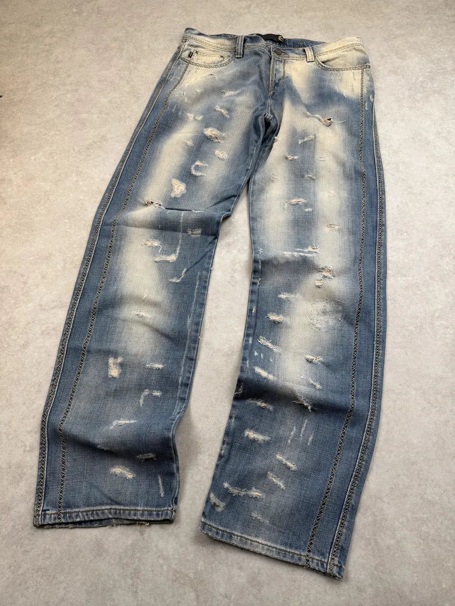 AW2005 Cavalli Blue Distressed Denim Jeans dECrUDc 5