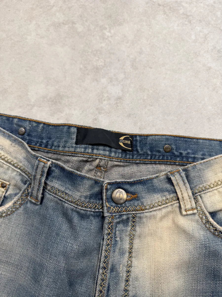 AW2005 Cavalli Blue Distressed Denim Jeans dECrUDc 9