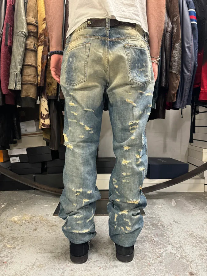 AW2005 Cavalli Blue Distressed Denim Jeans PQqNElX 3