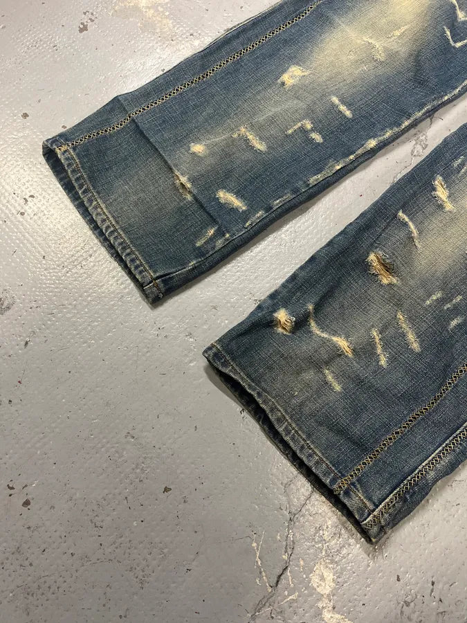 AW2005 Cavalli Blue Distressed Denim Jeans PQqNElX 5