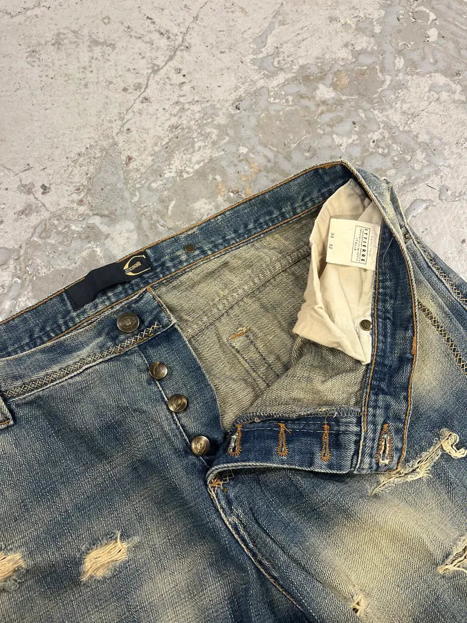 AW2005 Cavalli Blue Distressed Denim Jeans PQqNElX 8