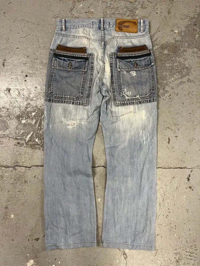 AW2005 Cavalli Blue Distressed Hybrid Jeans pigqccD 0