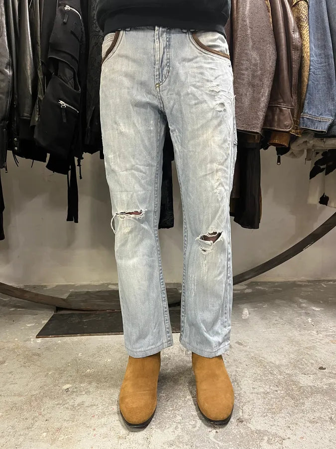 AW2005 Cavalli Blue Distressed Hybrid Jeans pigqccD 2