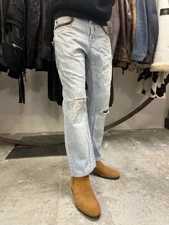 AW2005 Cavalli Blue Distressed Hybrid Jeans pigqccD 3