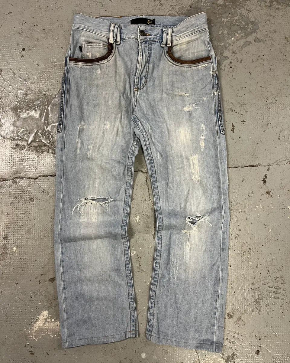 AW2005 Cavalli Blue Distressed Hybrid Jeans pigqccD 4