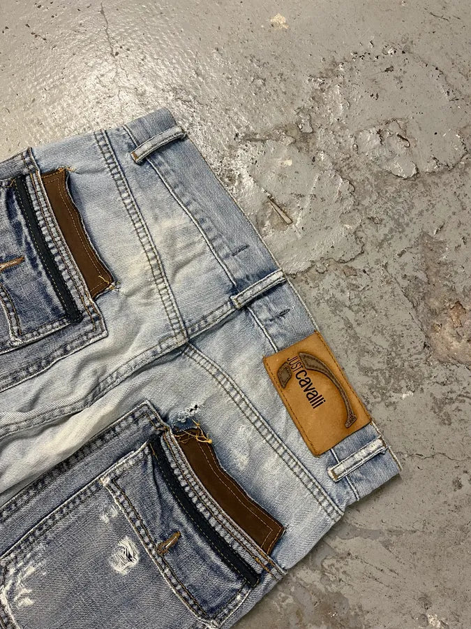 AW2005 Cavalli Blue Distressed Hybrid Jeans pigqccD 6