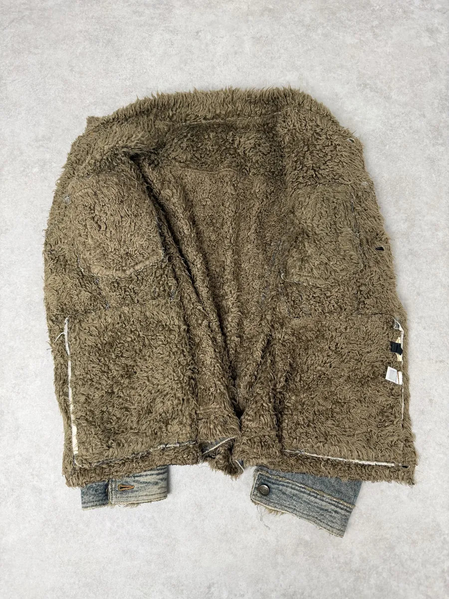 AW2005 Cavalli Blue Faux Fur Faded Denim Jacket eEsjLBa 7