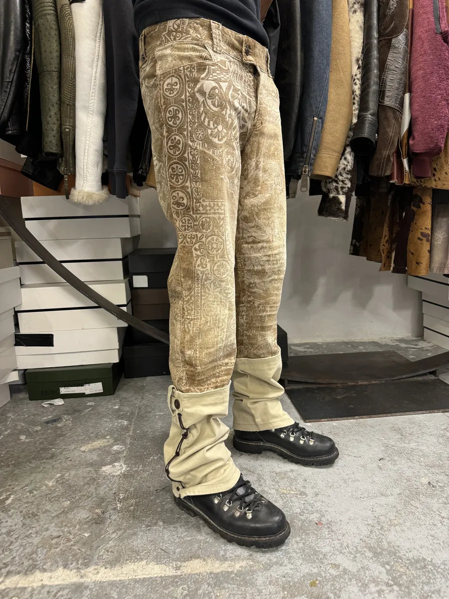 AW2005 Cavalli Brown & Beige Cowboy Presley Pants DXoyomn 4