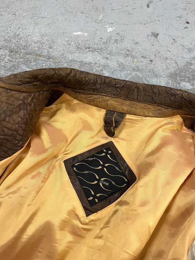 AW2005 Cavalli Brown Eroded Leather Jacket MtWohOm 10