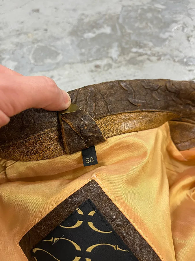 AW2005 Cavalli Brown Eroded Leather Jacket MtWohOm 13