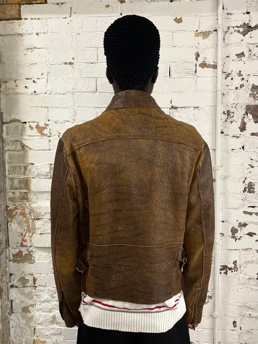 AW2005 Cavalli Brown Eroded Leather Jacket MtWohOm 2