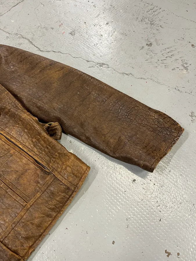 AW2005 Cavalli Brown Eroded Leather Jacket MtWohOm 5